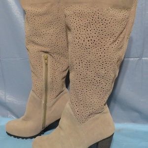 SUEDE TALL HEELED BOOTS size 8
